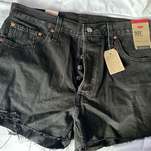 Levi's Hi Waisted Black Distressed Short